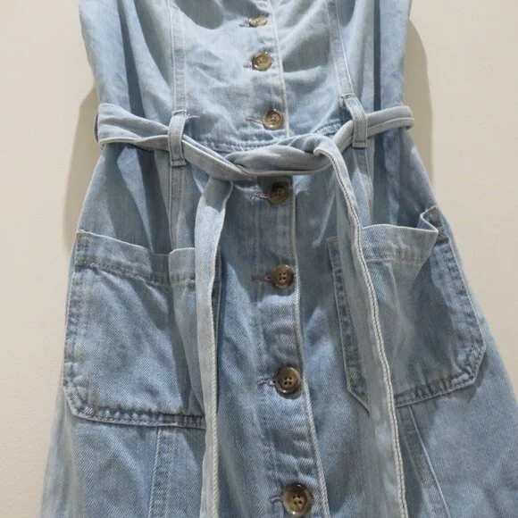 REFORMATION Farrah Chambray Denim Midi Dress Size 4 Palawan Blue Preppy Summer - Picture 8 of 16